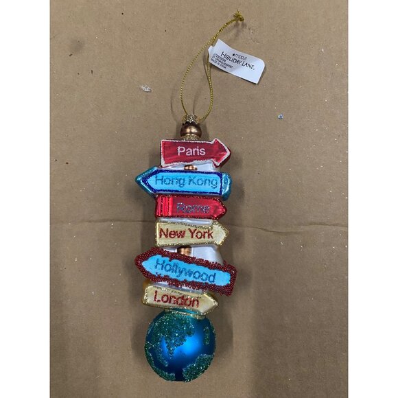 Holiday Lane Around The World Travel Slender Guidepost Ornament New With Box - Picture 1 of 4